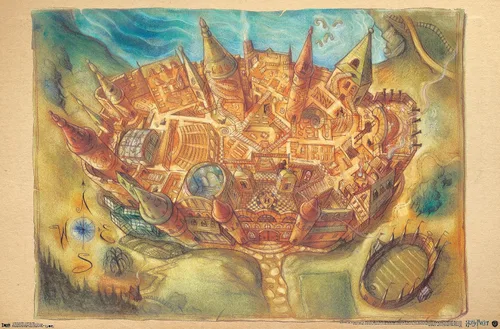 Vista 9 de Trends International The Wizarding World: Harry Potter - Póster de pared con mapa de Hogwarts, 14.725 x 22.375 pulgadas, versión enmarcada de madera