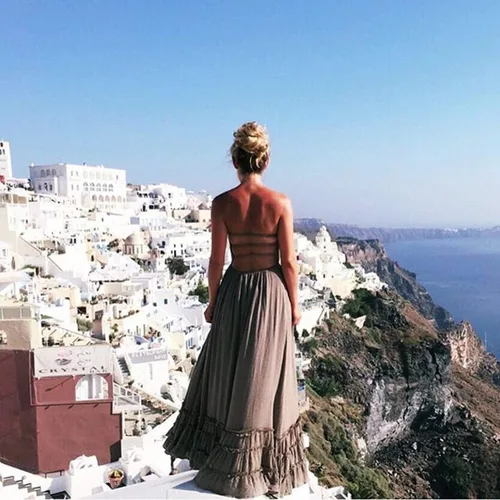 Vista 4 de R.Vivimos - Vestido largo y sensual para mujer, de verano, de algodón y con espalda descubierta
