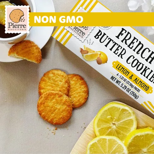 Vista 4 de Pierre Biscuiterie Galletas de mantequilla francesa con limón y almendra, caja de 5.29 onzas (paquete de 1)