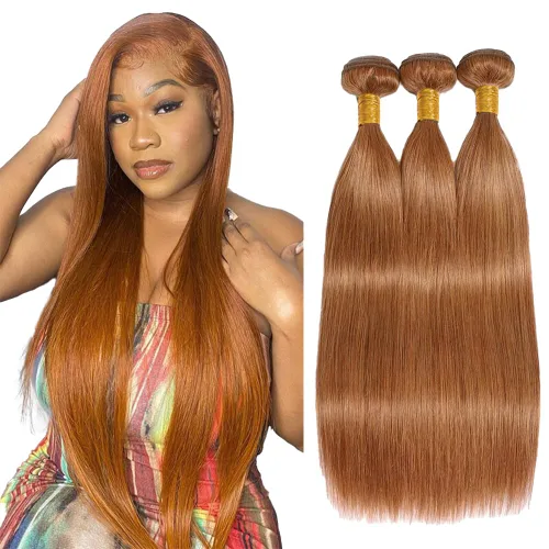 Vista 90 de Color 30 paquetes de cabello humano marrón onda del cuerpo paquetes 8 10 12 pulgadas brasileño virgen Remy extensiones de cabello humano doble trama