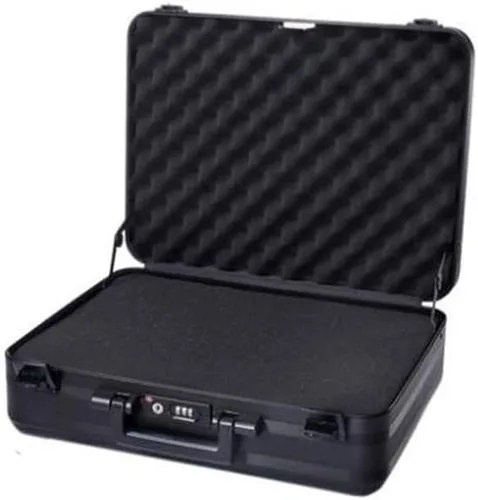 Vista 6 de Urecimy Maletín de metal, caja de herramientas de aluminio, maletín para cuaderno, Negro