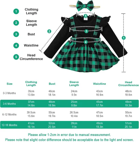 Vista 6 de OPAWO Vestido de niña recién nacida con volantes de encaje de manga largacorta, vestido de niña de flores, mameluco acanalado para otoño e invierno