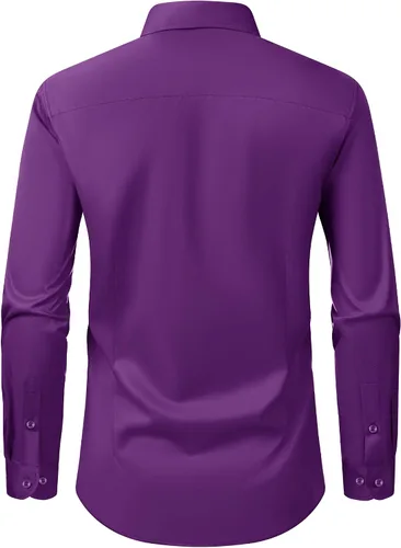 Vista 39 de Alimens & Gentle Camisas de vestir para hombre, manga larga, elásticas, sin arrugas, con botones