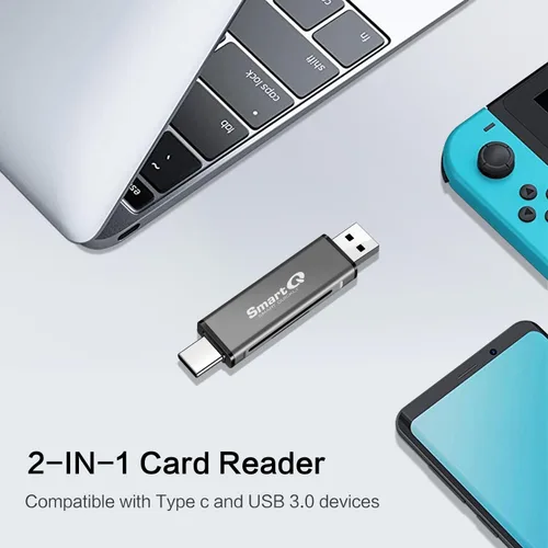 Vista 7 de SmartQ Lector de tarjetas SD C350 USB C y adaptador de tarjeta de memoria USB 3.0 súper velocidad para tarjetas MicroSDXC y SDHC, SD, SDXC, SDHC