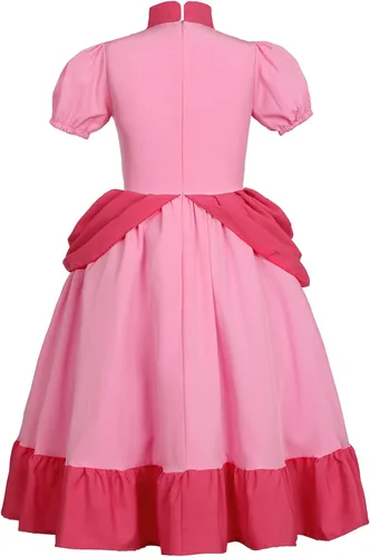 Vista 2 de Super Brothers - Disfraz de melocotón para niñas vestido de princesa con corona para fiesta de Halloween