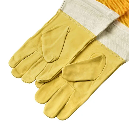 Vista 6 de DZXZY Guantes profesionales de apicultura de piel de cabra de primera calidad, suministros de apicultura con lona larga, mangas ventiladas y puños