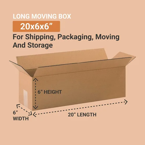Vista 2 de BOX USA Cajas de envío grandes de 20 pulgadas de largo x 6 pulgadas de ancho x 6 pulgadas de alto, paquete de 25 cajas de cartón corrugado