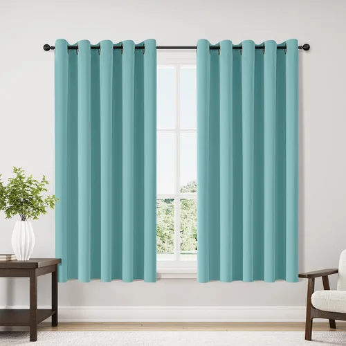 Vista 91 de ChrisDowa - Cortinas cortas para ventana de 40 pulgadas para dormitorio - Cortinas cortas con ojales y aislamiento térmico para oscurecer