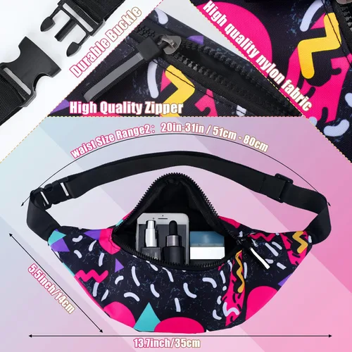 Vista 3 de JenPen Juego de 2 sombreros tipo cangurera de los años 80 y 90 para hombres y mujeres, accesorios retro para fiestas deportivas de verano