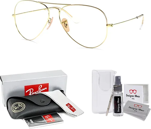 Vista 110 de Ray-Ban RB3025 - Lentes de sol de aviador de metal para hombre y mujer + paquete con kit de cuidado de gafas iWear de diseñador