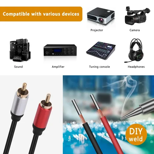 Vista 3 de HIEbee Cable de altavoz de 1 pie RCA macho conector adaptador a cable desnudo extremo abierto Pigtail Audio Video RCA Cable para amplificador