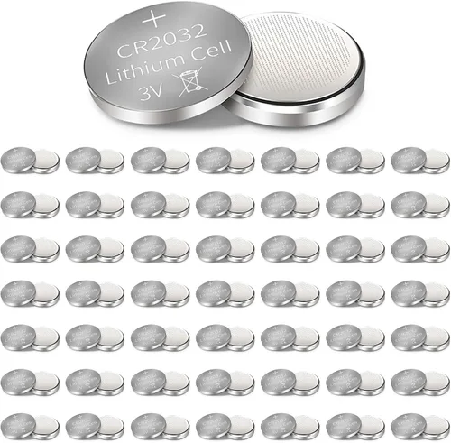 Vista 2 de 100 pilas de monedas de litio CR2032 de 3 V, pilas de botón CR2032 de larga duración
