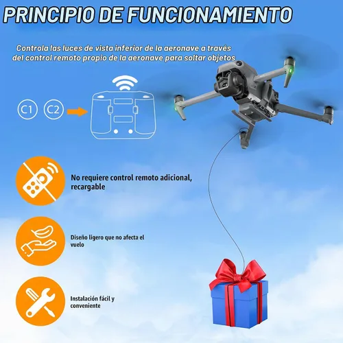 Vista 3 de (3 en 1) FLYDrone Mavic 3 Pro Tren de aterrizaje con sistema Airdrop, dispositivo de liberación de carga útil/entrega/transporte para DJI Mavic 3