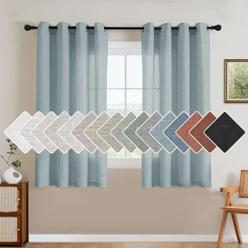 Vista 37 de H.VERSAILTEX Elegant - Cortinas texturizadas de lino natural mezclado con eficiencia energética, filtrado de luz, con ojales de níquel