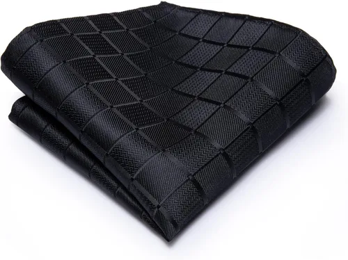 Vista 216 de Hi-Tie Corbata clásica de cachemira para hombre con pañuelo y gemelos a cuadros