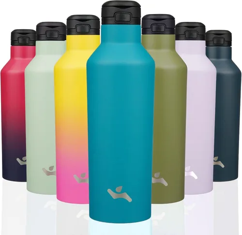 Vista 17 de Konokyo - Botella de agua aislada con popote, 25 onzas, doble pared de acero inoxidable al vacío con 2 tapas, cielo