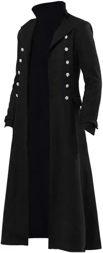 Vista 3 de Chaqueta vintage steampunk para hombre, estilo gótico, victoriano, uniforme, disfraz de Halloween