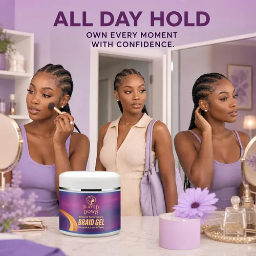Vista 7 de Gel de trenzado para todo el día para trenzar cabello, cornrows, rastas, cerraduras y giros, sin escamas, control de bordes de larga duración, gel