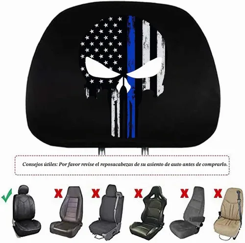 Vista 3 de Juego de 2 fundas para reposacabezas para bandera de calavera estadounidense