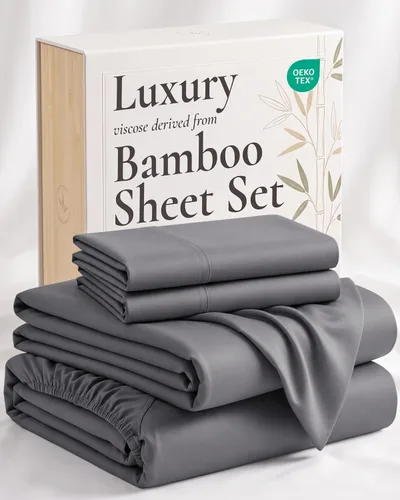 Vista 22 de Hotel Sheets Direct - Juego de sábanas 100% viscosa derivada de bambú tamaño individual - sábanas refrescantes con 1 funda de almohada 01-Blanco