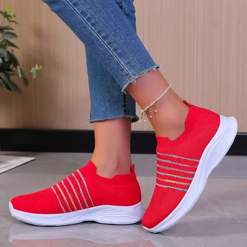 Vista 5 de Dress Shoes For Girls Women Fly Woven Mesh Running Shoes Athletic Tennis Walking Shoes Comfy Runners Fashion Sport Shoes Sandalias de cuña de mujer