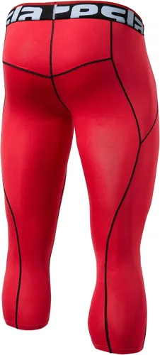 Vista 2 de TSLA Pantalones de compresión 34 para hombre, mallas de entrenamiento para correr, leggings atléticos capri de secado fresco, capa base de yoga
