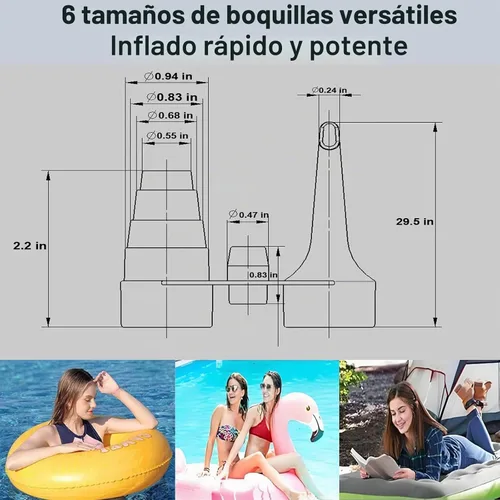 Vista 6 de Bomba de aire eléctrica 2 en 1 para bolsas de almacenamiento al vacío e inflables, bomba de bolsa de vacío de viaje para varias bolsas de sellado