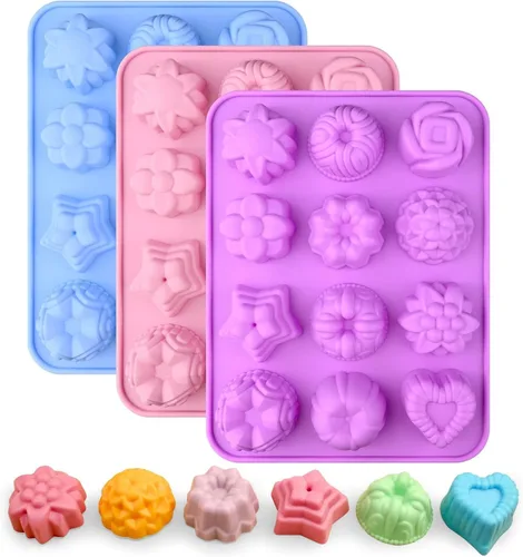 Vista 16 de Sakolla 3 piezas de moldes redondos de silicona para galletas de chocolate, moldes cilíndricos de 12 cavidades para Oreos cubiertas de chocolate