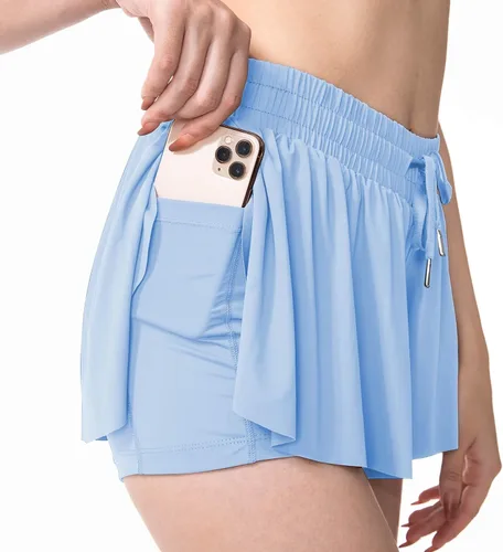 Vista 2 de YLDUJ AMUM Pantalones cortos fluidos con bolsillos para mujer