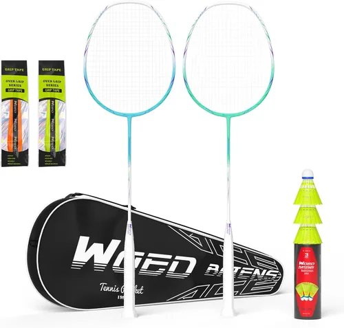 Vista 18 de Raquetas de bádminton profesionales de fibra de carbono para patios traseros y gimnasio