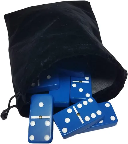 Vista 18 de Marion & Co. Dominó Doble Seis 6 Azulejos Negros Tamaño Jumbo de Torneo Profesional con Giradores en Bolsa Elegante de Terciopelo Negro
