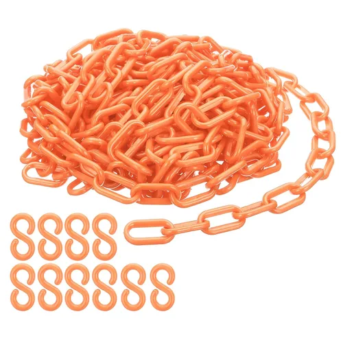 Vista 9 de PATIKIL Cadenas de plástico, cadenas de seguridad de 30 pies, cadenas de plástico negro para barreras, control de multitudes, líneas de cola