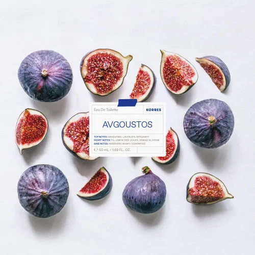 Vista 3 de KORRES Avgoustos Eau de Toilette, espray de higo y cítricos, aroma unisex con bergamota de lavanda mandarina, hoja de limón y higo medio, base