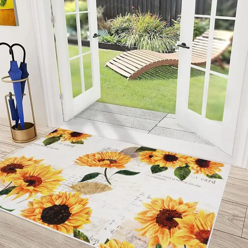 Vista 9 de Alfombra a cuadros de 2 x 3 pies, alfombra negra y blanca moderna para entrada interior, alfombra pequeña lavable a cuadros para baño, alfombra