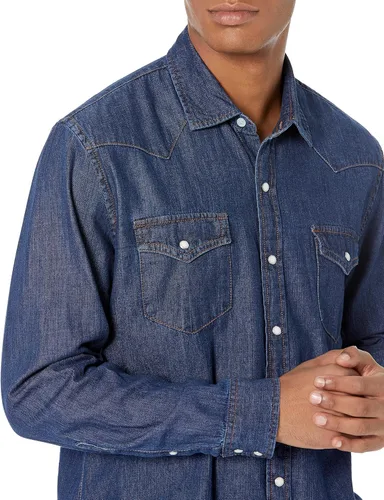 Vista 3 de Tienda Essentials - Camisa de mezclilla, corte regular y manga larga para hombre