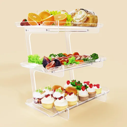Vista 14 de Bakzon Soporte de 3 piezas para cupcakes, juego de mesa de postres de acrílico transparente con patas de soporte de hierro para cumpleaños