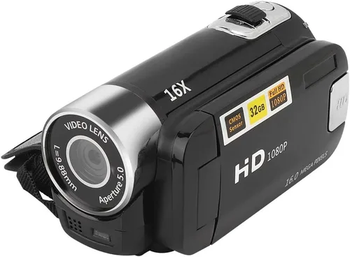 Vista 8 de Videocámara, cámara de video Full HD 1080P con cámara digital de 16 MP, pantalla LCD giratoria de 2.7 pulgadas, zoom digital 16X, videocámara