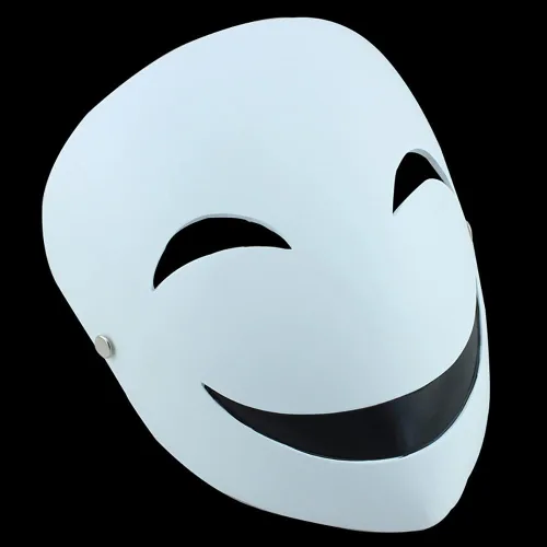 Vista 7 de Tkieio Máscara de cosplay de cara sonriente, accesorio de resina blanca para Halloween