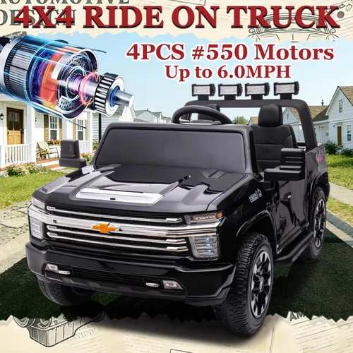 Vista 3 de NEWQIDA Coche eléctrico de 24 V para niños con control remoto, licencia Chevrolet Silverado HD, batería de 7ah, vehículo de juguete tipo Ride-on Azul