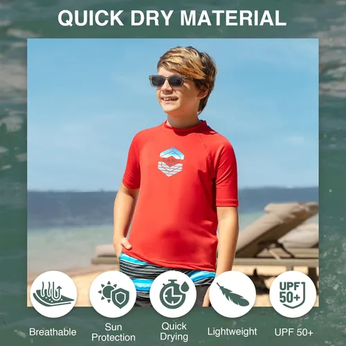 Vista 2 de Kanu Surf Boys Haywire UPF 50+ Sun Protective Rashguard Swim Shirt