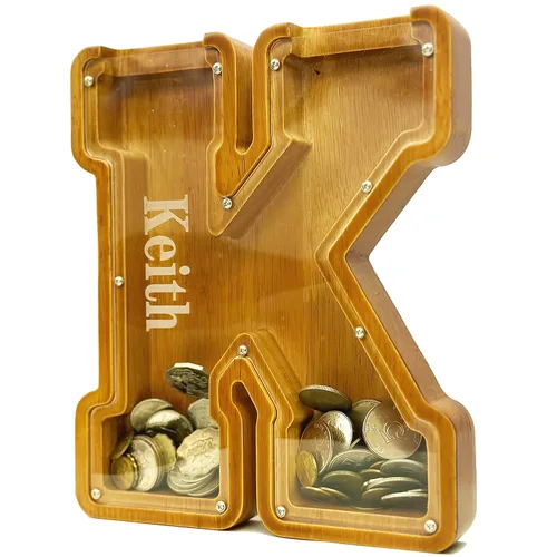 Vista 38 de Alcancía personalizada grande de madera con letras, alcancía de monedas, alcancía personalizada con nombre, puede usarse como regalo de Navidad