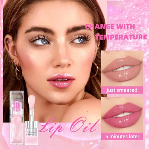 Vista 7 de 2 Piezas Aceite de Brillo Labial Hidratante Mágico que Cambia de Color con Efecto Voluminizador, Lápiz Labial de Brillo Resplandeciente, Brillo
