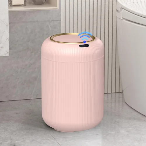 Vista 9 de Cubo de basura de baño con sensor de movimiento con tapa, cubo de basura automático de 3 galones/11 litros, cubo de basura negro inteligente, cubo