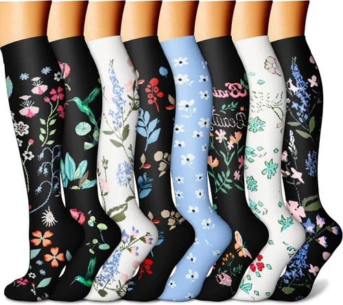 Vista 38 de CHARMKING Calcetines de compresión para mujeres y hombres para circulación (8 pares) 15-20 mmHg, mejor soporte para ciclismo atlético