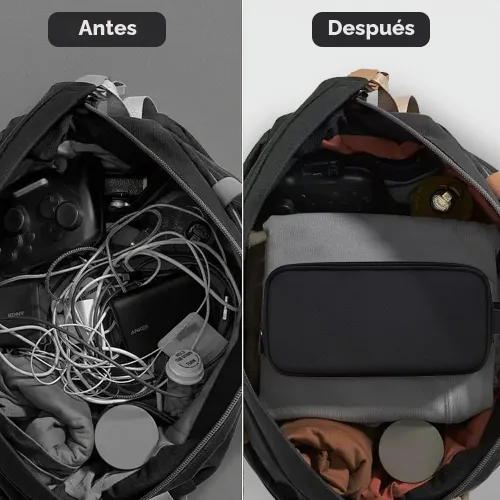 Vista 5 de Teskyer Bolsa organizadora de cables, organizador de accesorios electrónicos de viaje, bolsa de tecnología portátil para cargadores de teléfono