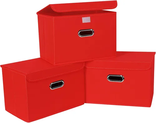 Vista 9 de Paquete de 1 Contenedores de Almacenamiento Plegables Grandes con Tapas, Cubos Organizadores de Almacenamiento de Tela para Estantes, Armario