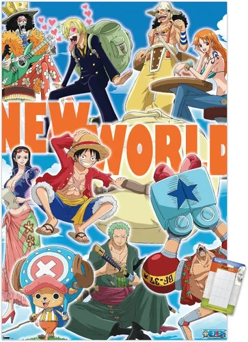 Vista 10 de Trends International One Piece - Póster de pared New World, 22.4 pulgadas de largo x 14.7 pulgadas, versión enmarcada en madera de granero