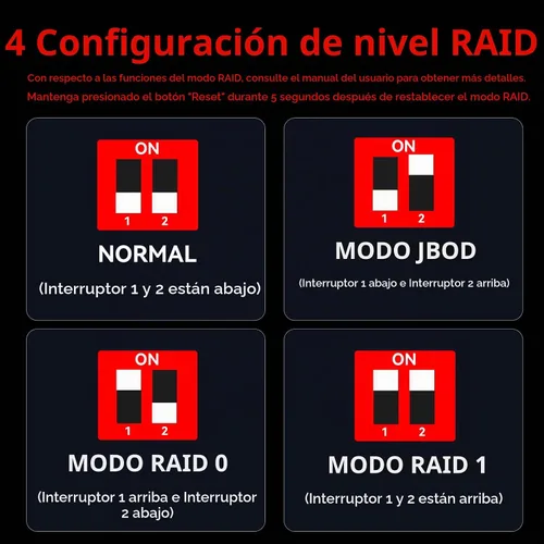 Vista 6 de CENMATE Caja de almacenamiento de disco duro RAID de aluminio de doble bahía con ventilador de enfriamiento para HDD/SSD SATA de 2.5"/3.5" con USB