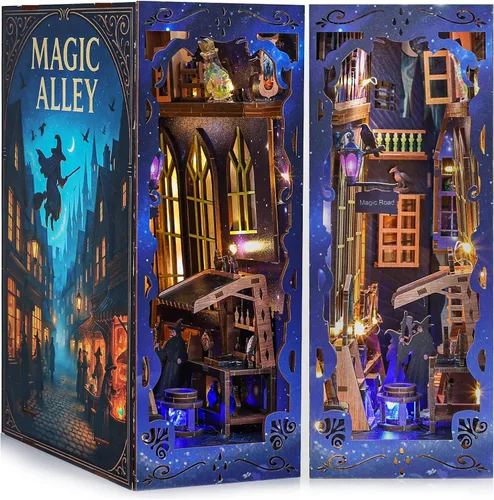 Vista 10 de Kit de manualidades 3D para rincón de lectura - Kit de casa en miniatura para adultos, adolescentes y principiantes, estantería de biblioteca