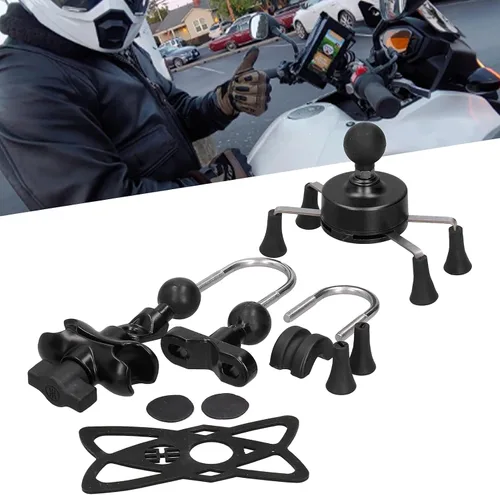 Vista 4 de Soporte de teléfono para motocicleta, soporte para teléfono celular, modificación universal con 13 accesorios, soporte de bicicleta para manillar